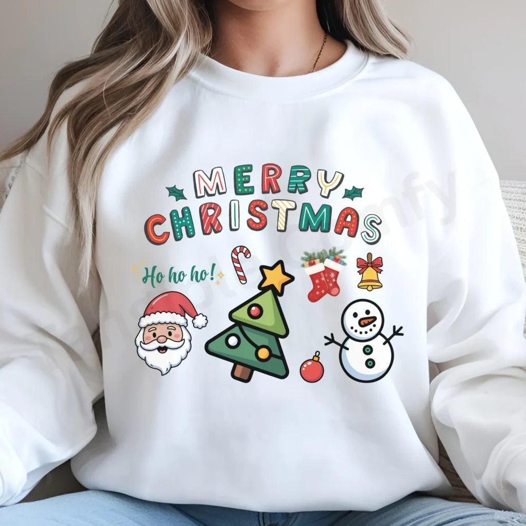 Merry Christmas Graphic Sweatshirt, Santa Hoodie, Xmas Family Outfit