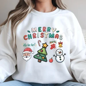 Merry Christmas Graphic Sweatshirt, Santa Hoodie, Xmas Family Outfit