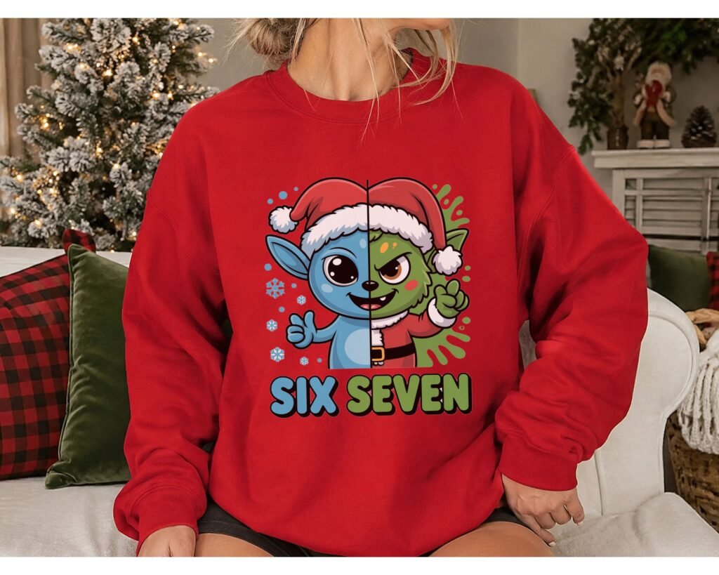 Funny Six Seven Christmas Sweatshirt & Hoodie, 67 Holiday Pullover for Adults & Kids