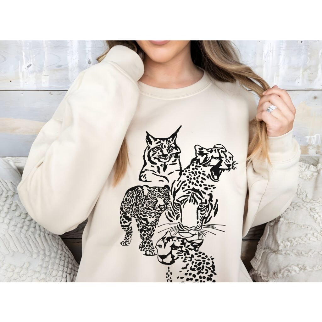 Wild at Heart Wild Cats Sweatshirt – Vintage Big Cat Graphic Crewneck